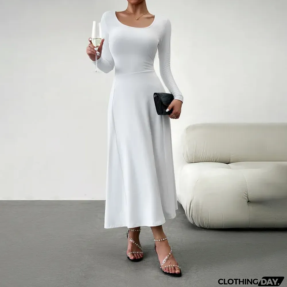 Women's Elegant Waist Long Sleeve Dress