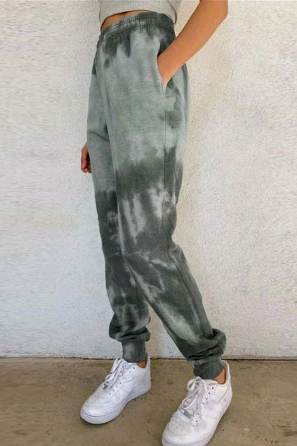 Casual Tie-dye Print Loose Trousers