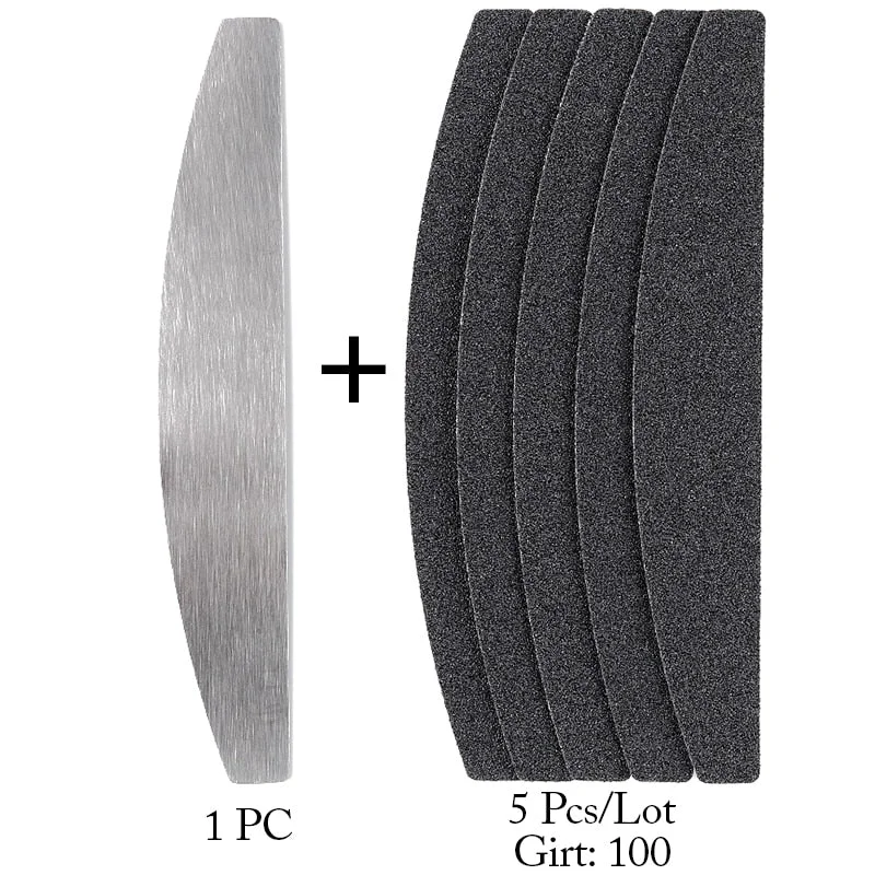 Double-Sided Straight Replacement Nail File SandPaper Pads With Metal Handle Grey /Black Buffer Strips 100/180/240 Remove-Nail Inspo