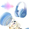 Light-Up Wireless BT Headphones Rechargeable Kawaii Wireless BT5.3 Headset Gradient Color HiFi Stereo Gaming Earphones for Home Office School Outdoor Travel