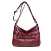 Fashion Multi-layer Women's Backpack Trendy Lightweight Simple Soft Leather Messenger Bag