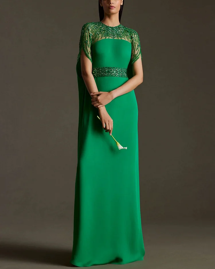Embroidered sequined kaftan Maxi Dress