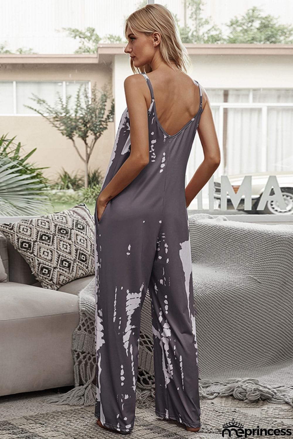 Tie-Dye Spaghetti Strap Jumpsuit with Pockets