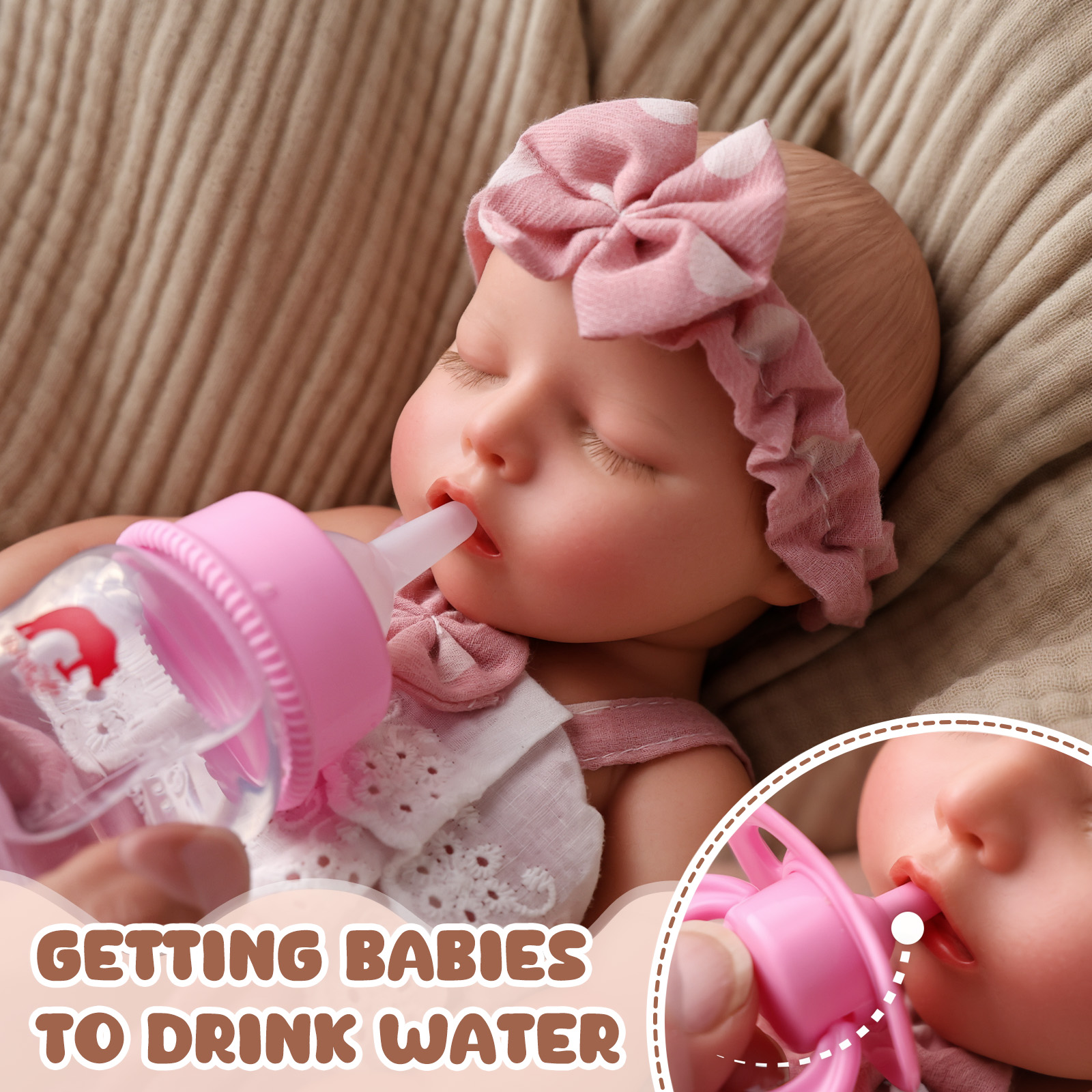 Babeside Twinnie 12'/16' Realistic Silicone sleeping Baby Little Infant Healing of the Heart Wet and Drink System-12 Inches-Boy