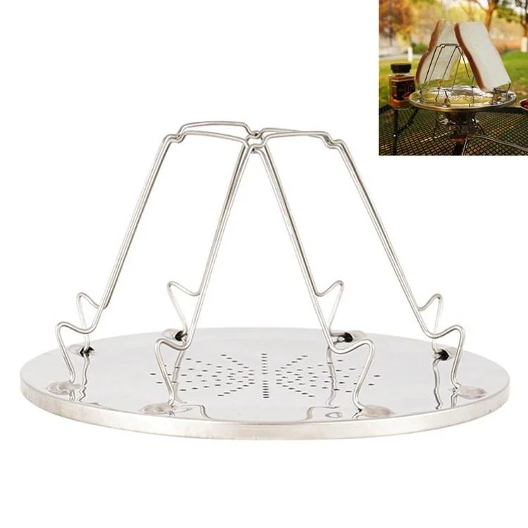 Outdoor Stainless Steel Toast Rack 4 Slice Toast Bread Pan Camping Barbecue Rack Foldable Bakeware