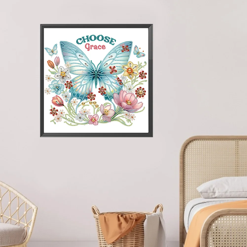 Diamond Painting - Partial Special Shaped Drill - Butterfly(Canvas|30*30cm)
