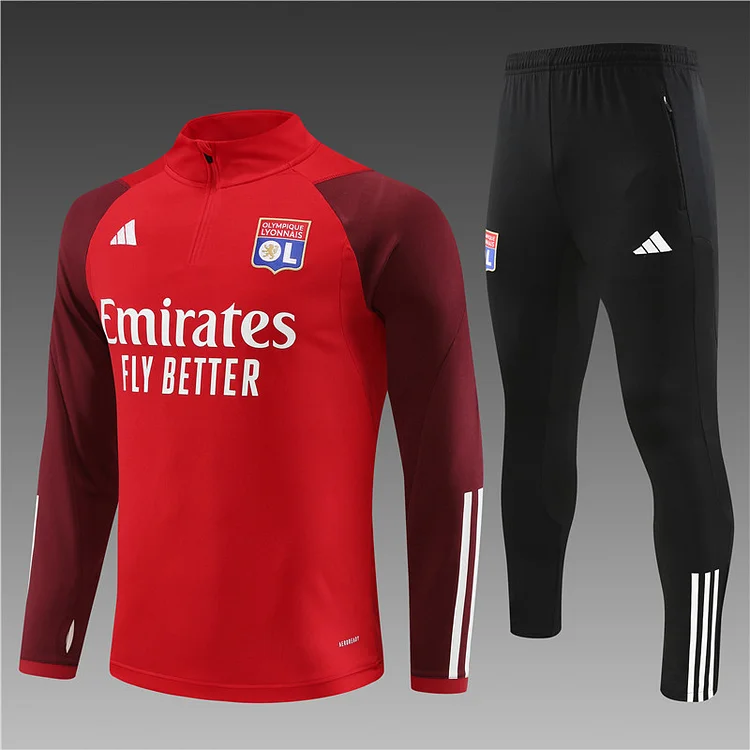 2023-24 Lyon Red Half-zip Training Jersey