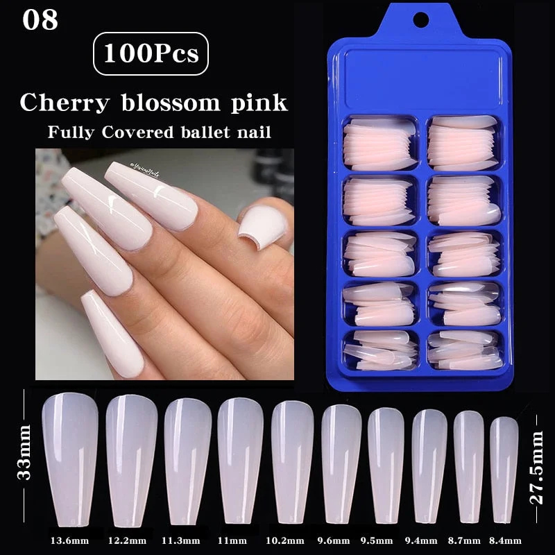 100Pcs Black White False Nail Tips Full Cover Acrylic Almond Coffin Candy Colorful Fake Nails Tip Manicure Extension Nail Tool-Nail Inspo