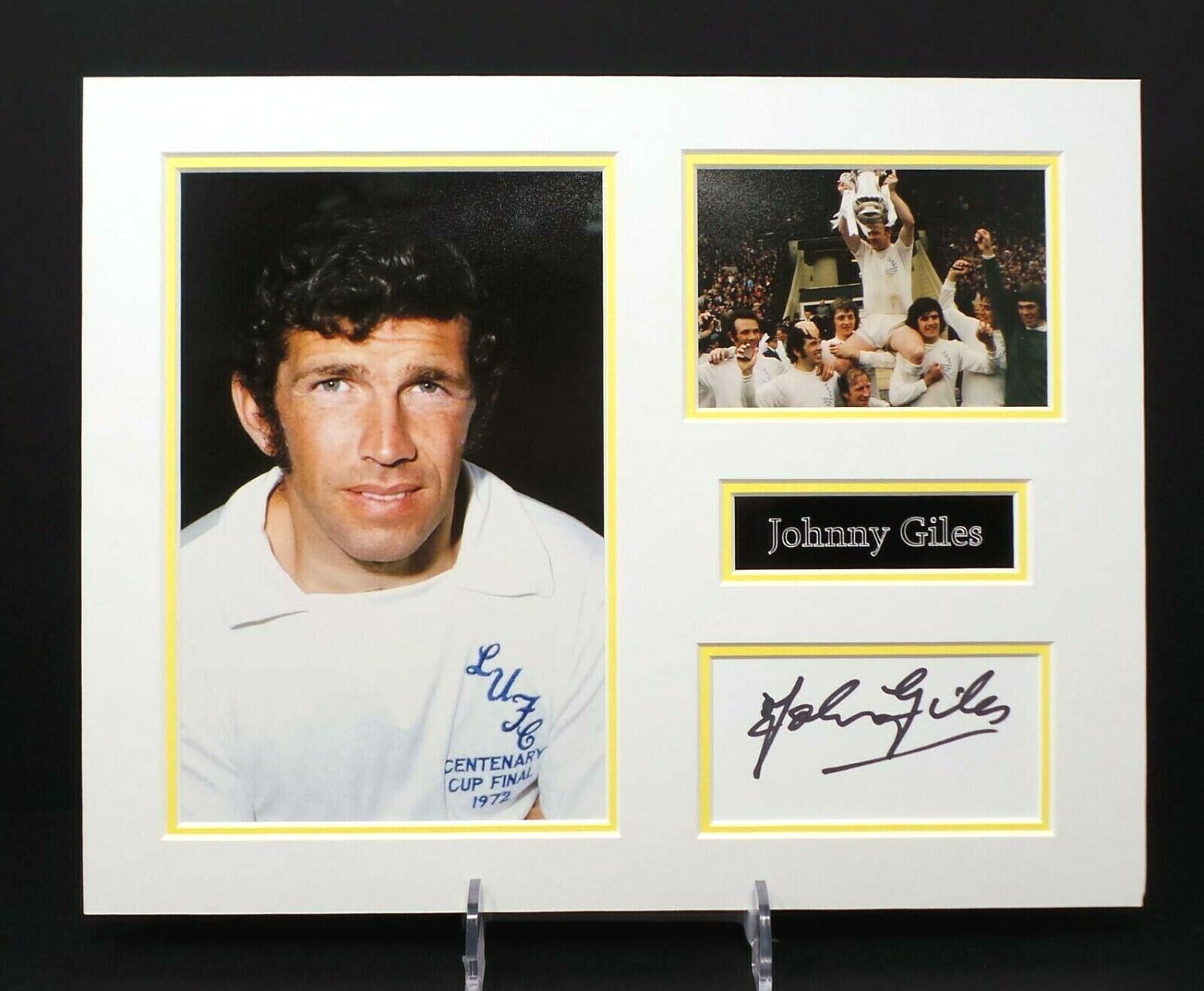 Johnny GILES Signed Mounted Photo Poster painting Display 1 AFTAL RD COA Leeds United Legend MOT