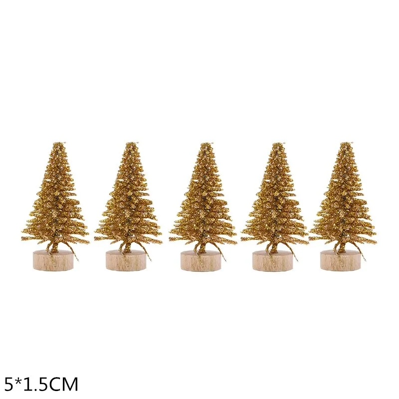 5Pcs 5-16cm Sisal Fiber Mini Christmas Tree Snow Frost Pine Tree DIY Craft Christmas Party Table Decoration Christmas Ornaments