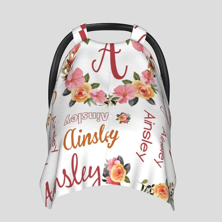 Personalized Baby Flowers Car Seat Canopy for Comfort & Unique| C35
