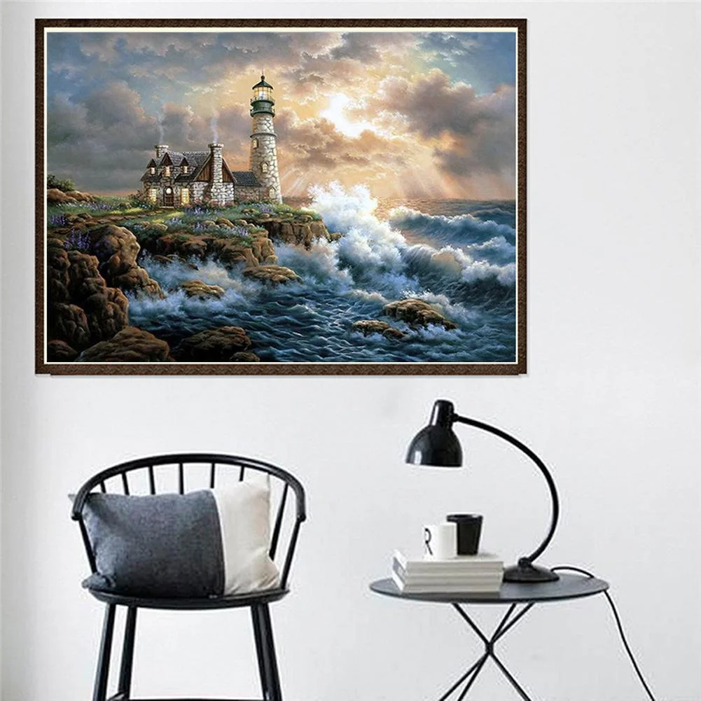 Diamond Painting - Full Round Drill - Seaside Lighthouse(40*30cm)