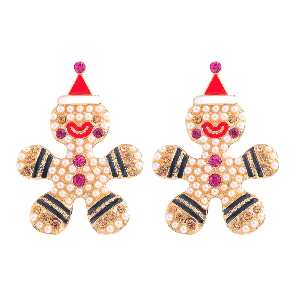 Dvacaman Sparkle Christmas Tree Candy Cane Gingerbread House Christmas Cactus Snowman Santa Drop Earrings For Women Cute Jewelry
