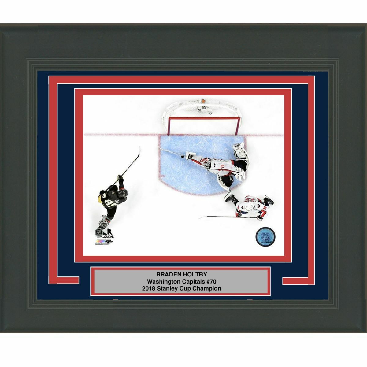 Framed BRADEN HOLTBY Save Washington Capitals Stanley Cup 8x10 Photo Poster painting Matted #4