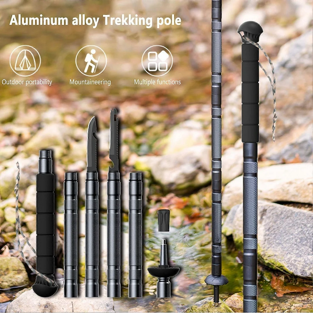 🔥7-in-1 Multifunctional Trekking Pole with Compass– Built for Adventure 