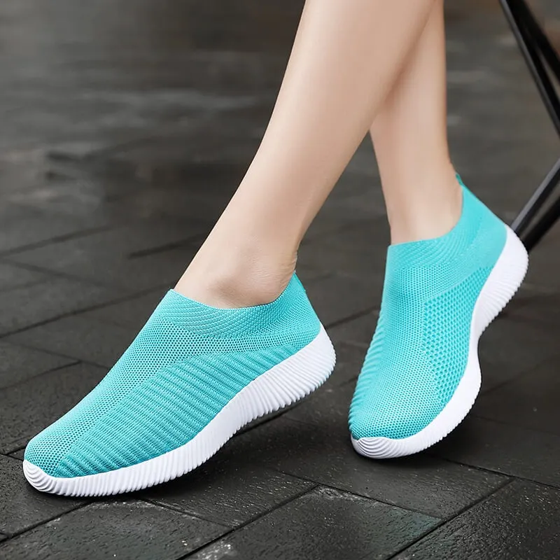2020 Women Shoes Flat Plus Size Fashion Sock Sneakers Slip On Flat Shoes Women Loafers Walking Women Vulcanized Shoes Female