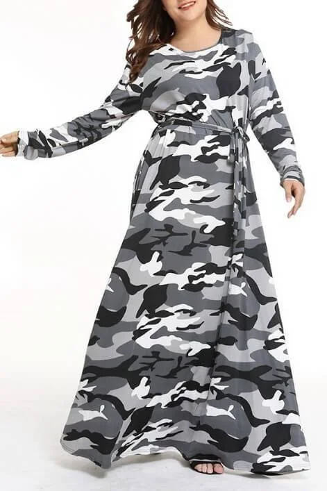 Round Neck Camouflage Dress