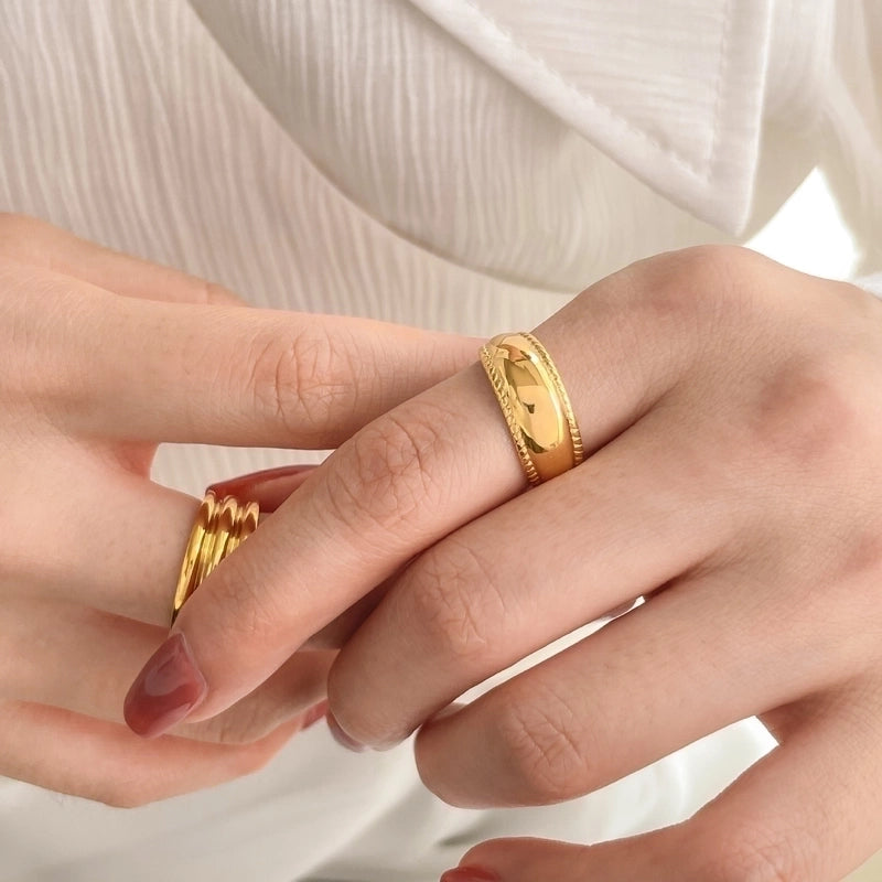 Minimalist Solid Color Titanium Steel Plating Gold Plated Rings