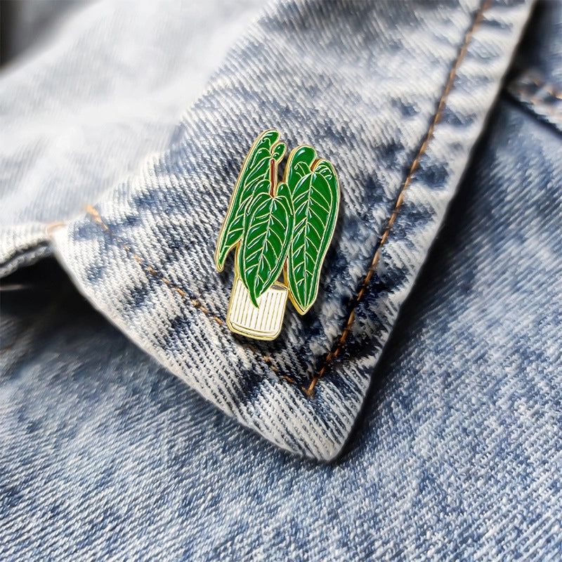 Cute Pin Leaf Flower Alloy Enamel Unisex Brooches
