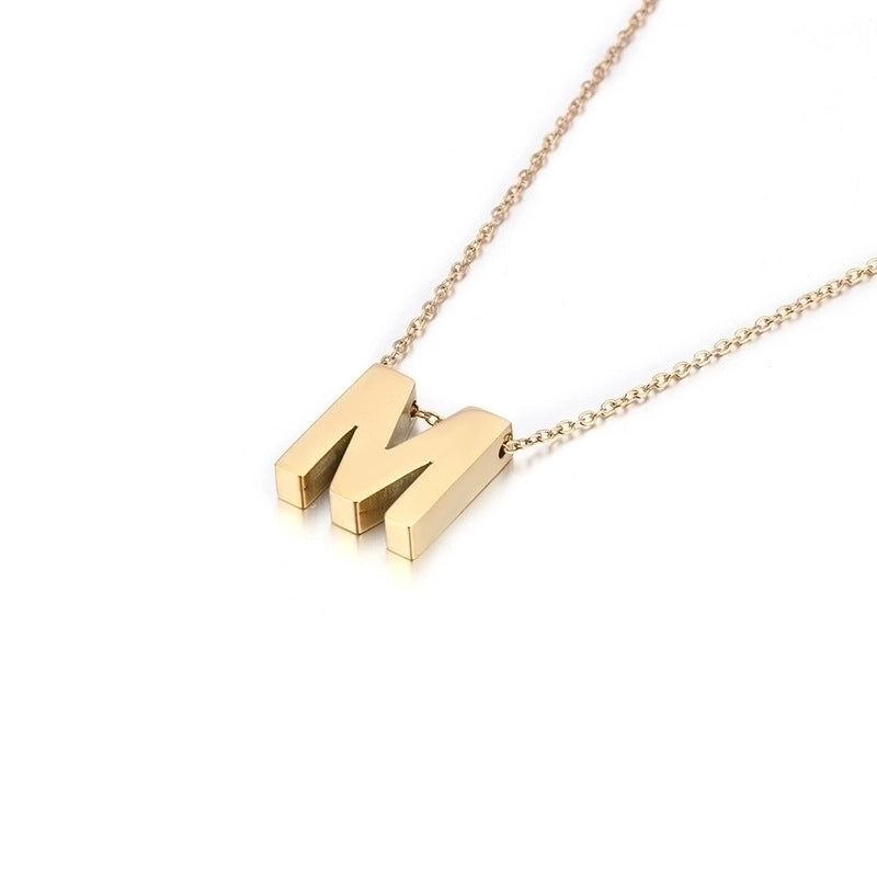 Titanium Steel 18K Gold Plated Fashion Plating Letter Necklace
