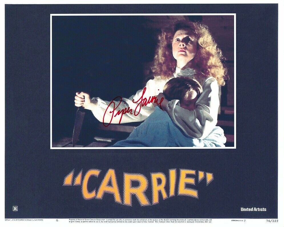 PIPER LAURIE hand-signed CARRIE 8x10 w/ uacc rd coa SISSY SPACEK BUTCHER KNIFE