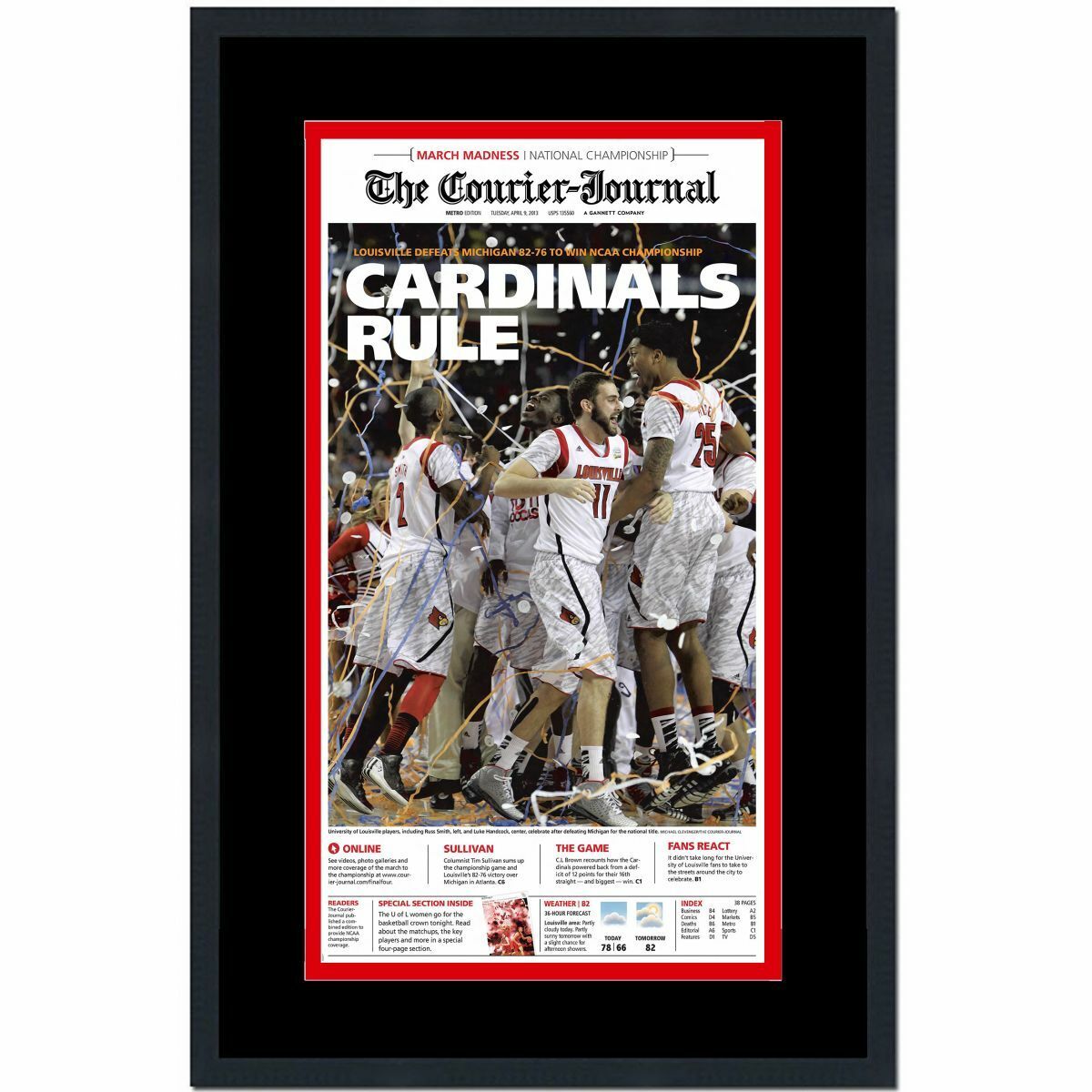 Framed The Courier-Journal Louisville 2013 NCAA Champions Newspaper 17x27 Photo Poster painting