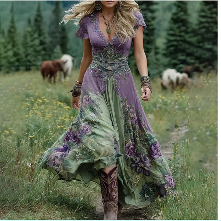 Nigikala Nigikala Women's Wish V-Neck Short-Sleeved Lace Dress For Summer 2025