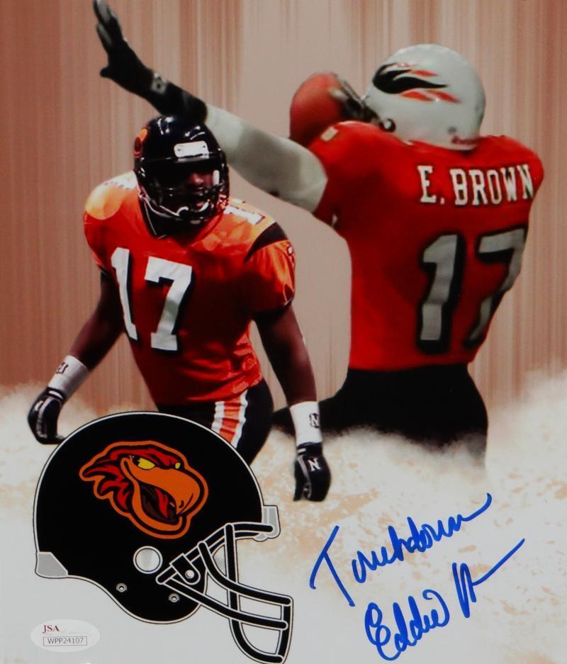 Eddie Brown Autographed Albany 8x10 Double Image Photo Poster painting- JSA W Auth *Blue