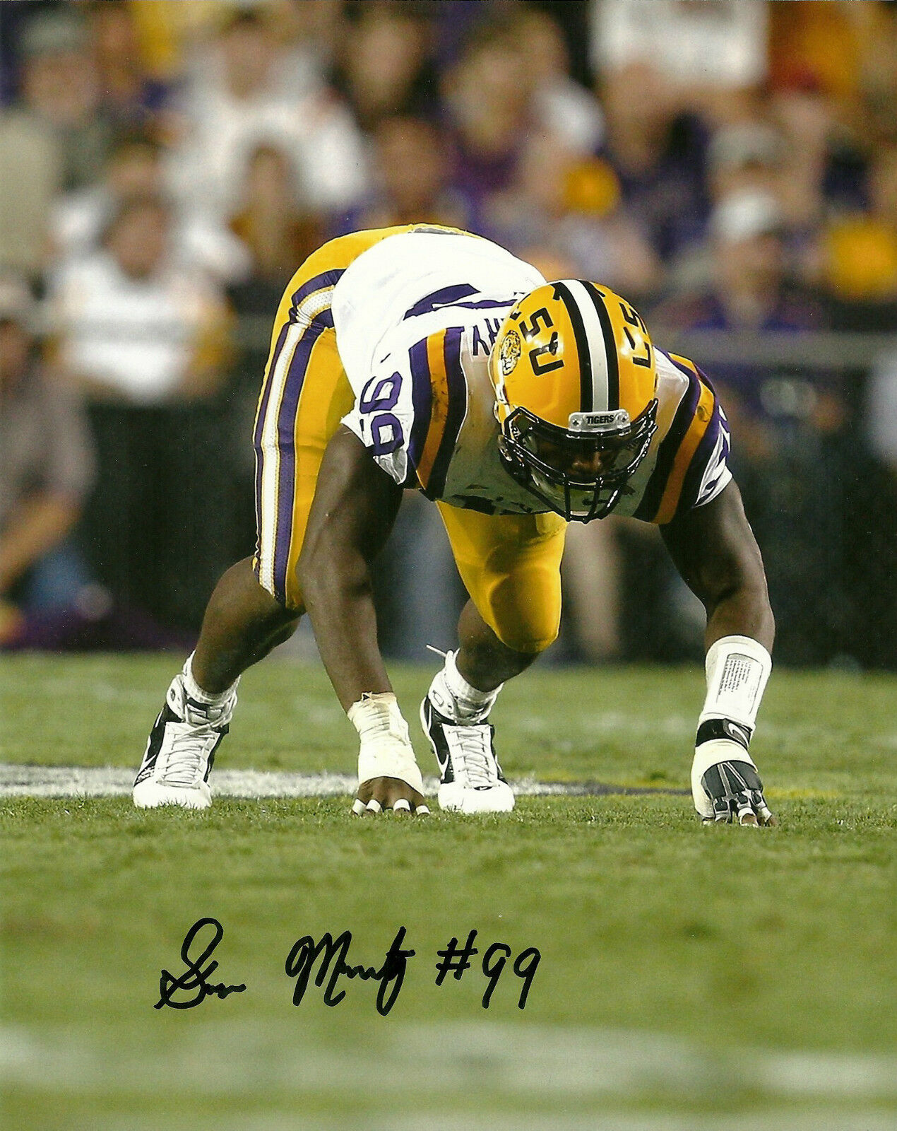 HOUSTON TEXANS SAM MONTGOMERY HAND SIGNED LSU TIGERS 8X10 Photo Poster painting W/COA