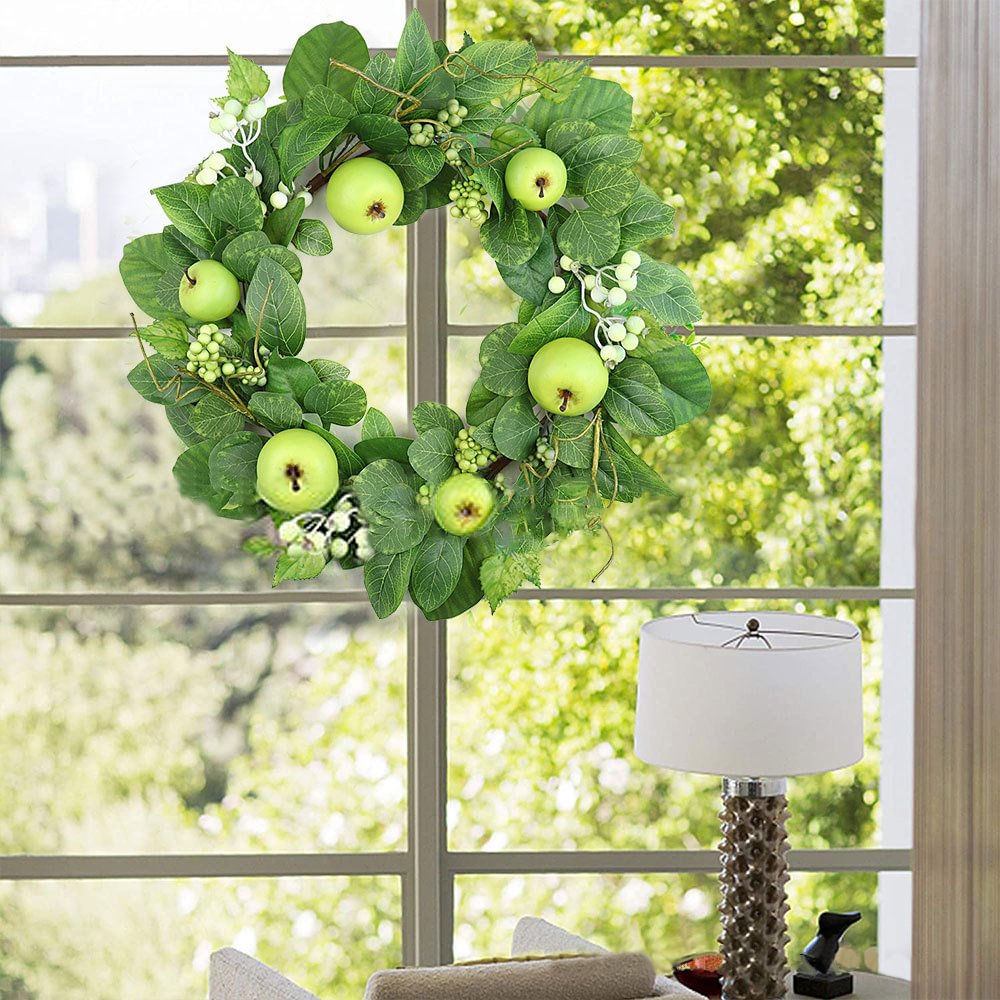 New Farmhouse Decor Green Apple Berry Summer Wreath