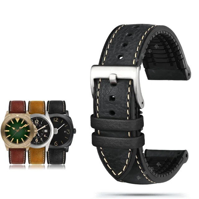 Italian Leather Fluorine Rubber Watch Bands San Martin Watch san martin watchSan Martin Watch