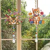 2Pcs Diamond Painting Acrylic Double Sided Cat Wind Chime Suncatcher with Crystal Hanging Pendant