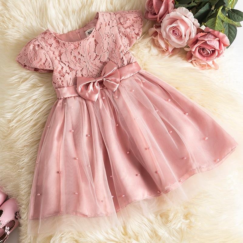 Girls Lace Princess Dress For Toddler Kids Baby Flower Embroidery Tutu Wedding Birthday Party Elegant Costume Children 1-5 Years