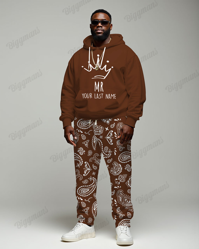 Couples Fashion "Mr. And Mrs." Sweet Paisley Print Hoodie Set