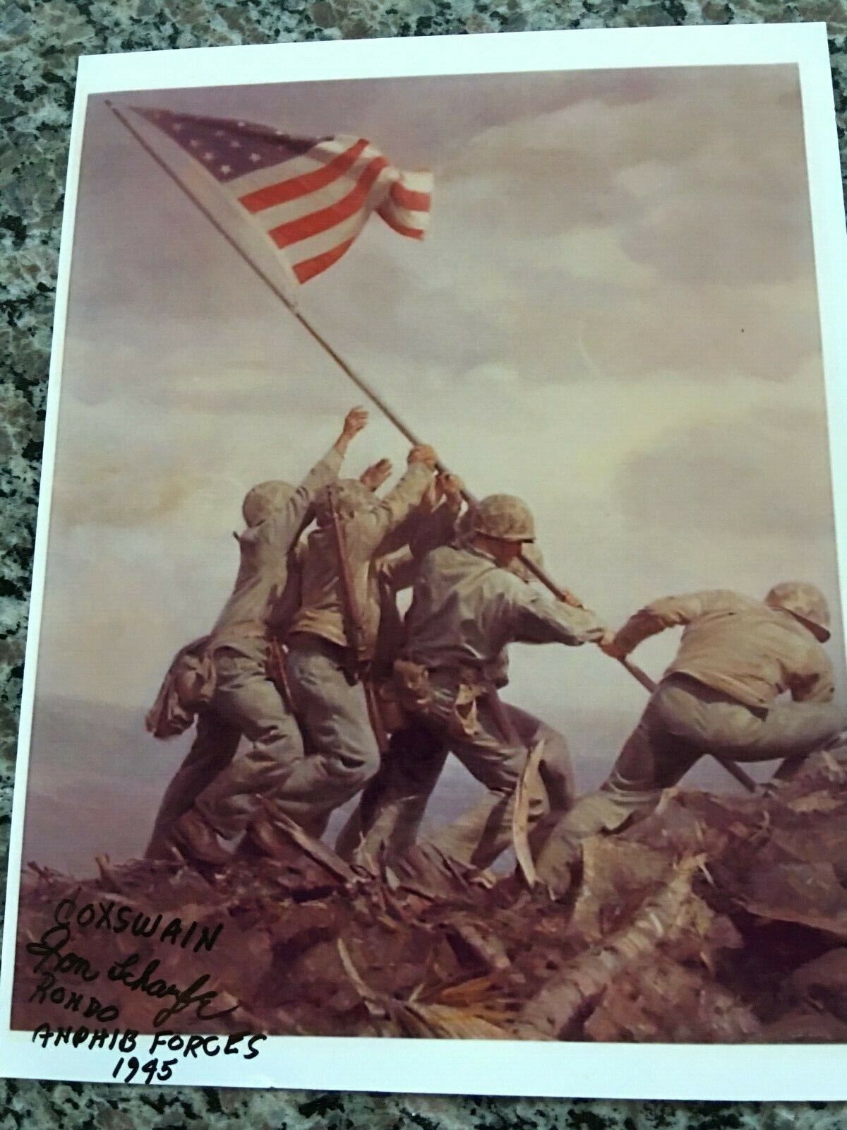 RON SCHARFE US NAVY COXSWAIN IWO JIMA NAVY COXSWAIN RARE IWO JIMA SIGNED Photo Poster painting