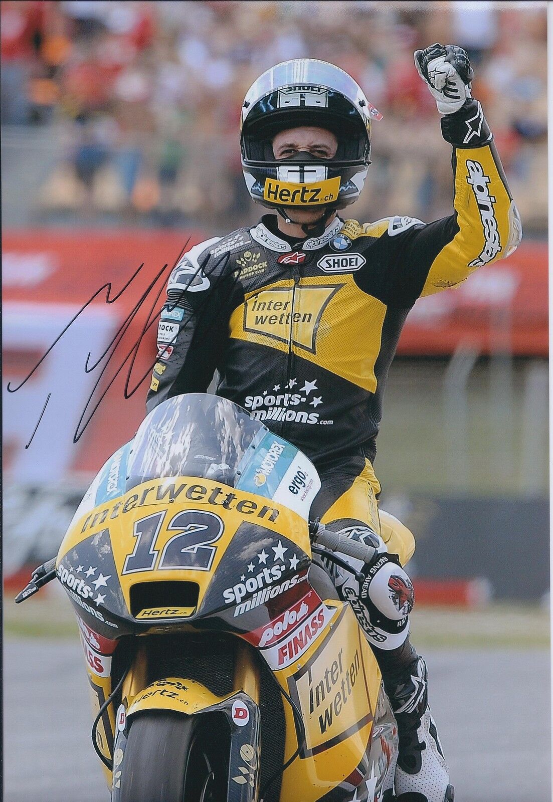 Thomas LUTHI SIGNED Moto2 INTERWETTEN Race Team Autograph 12x8 Photo Poster painting AFTAL COA