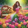 Tulip Garden Beaded Lady Special Shaped 5D DIY Partial Drill Diamond Painting Kits for Adults Beginners Home Decor Diamonds Dots Gem Art Kits Diamond Dots Paintings 11.81 X11.81inch
