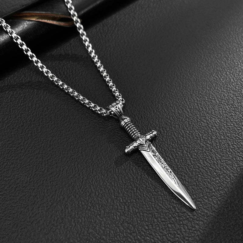 Hip-Hop Vintage Style Sword 304 Stainless Steel Men's Pendant Necklace Men Pendant Necklaces