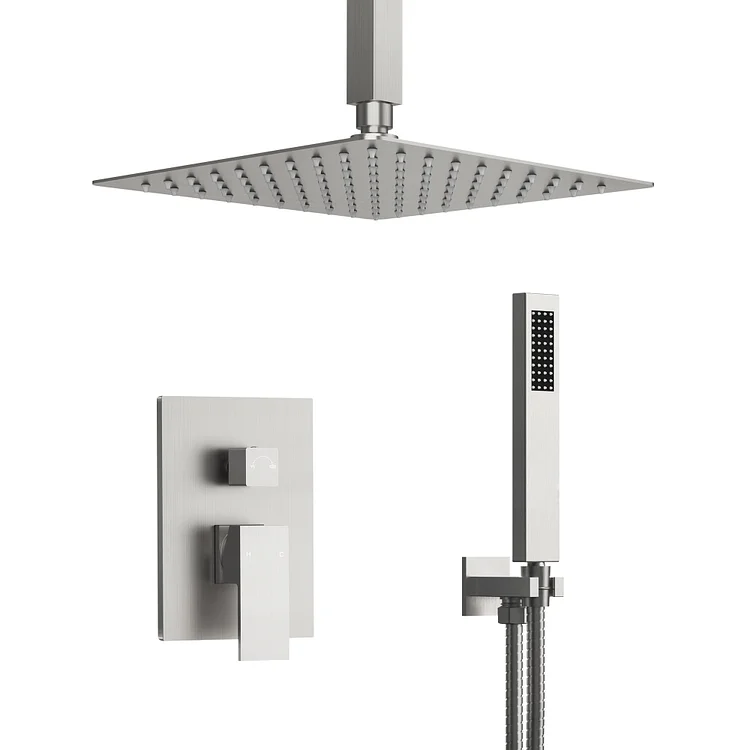 EVERSTEIN Ceiling Mount Rainfall Thermostatic Shower System in Brushed Nickel SFS1001-NK10