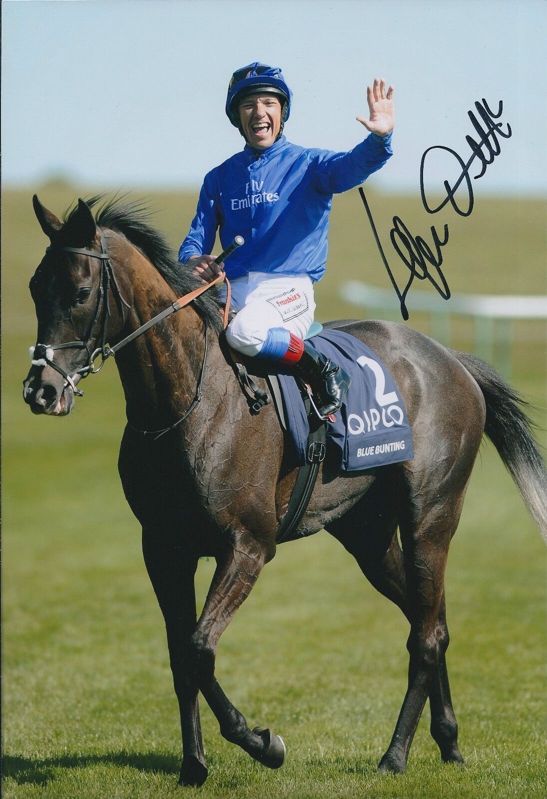 Frankie DETTORI Jockey Signed Autograph 12x8 Photo Poster painting AFTAL COA Blue Bunting