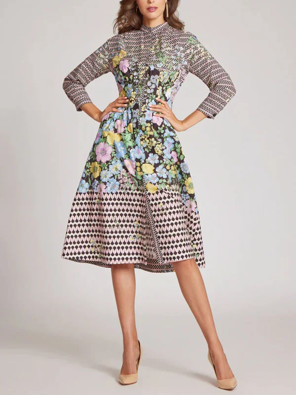 Cotton Floral Boarder Print Dress