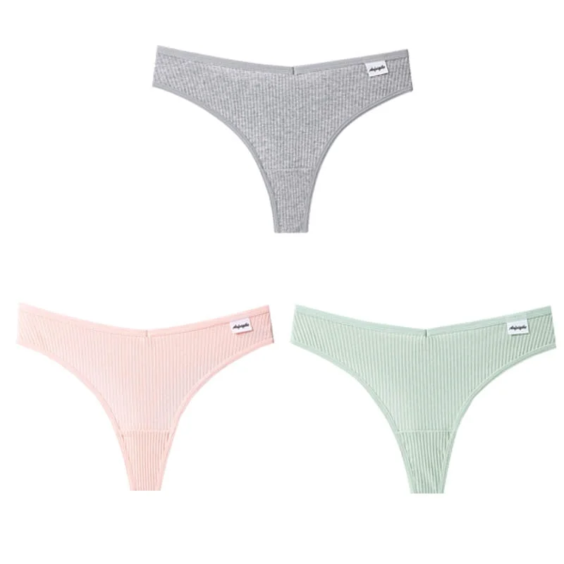 CINOON 3Pcs/Lot V Waist Cotton G-String Thong Panties String Underwear Women Briefs Sexy Lingerie Pants Low-Rise Ladies Intimate