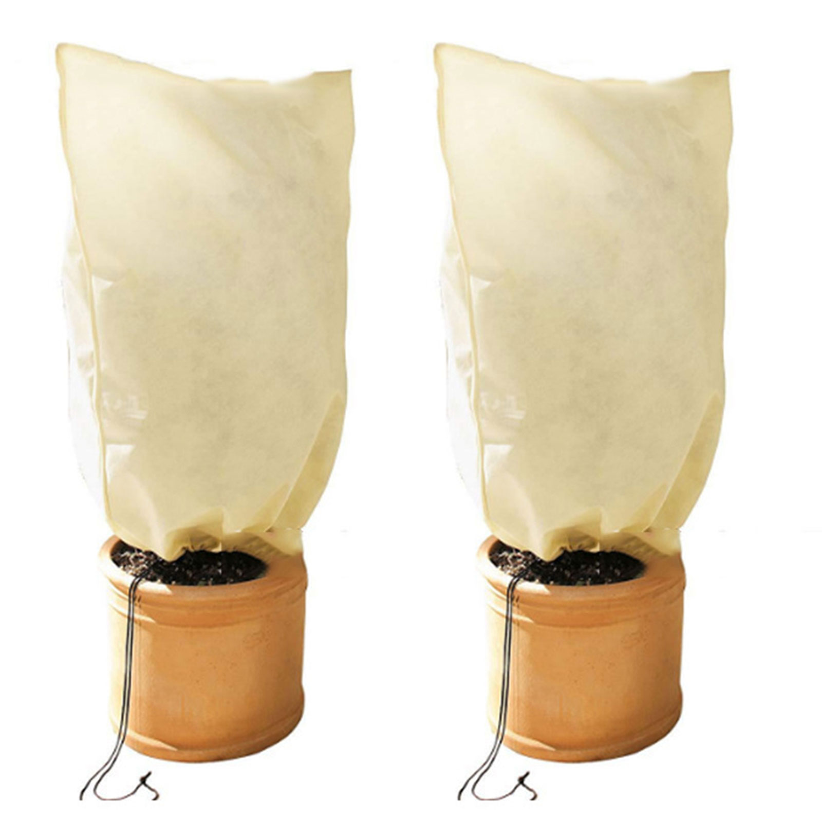 

Plant Cover - 2 Pcs Winter Drawstring Plant Freeze Protection Bags (Beige), 501 Original