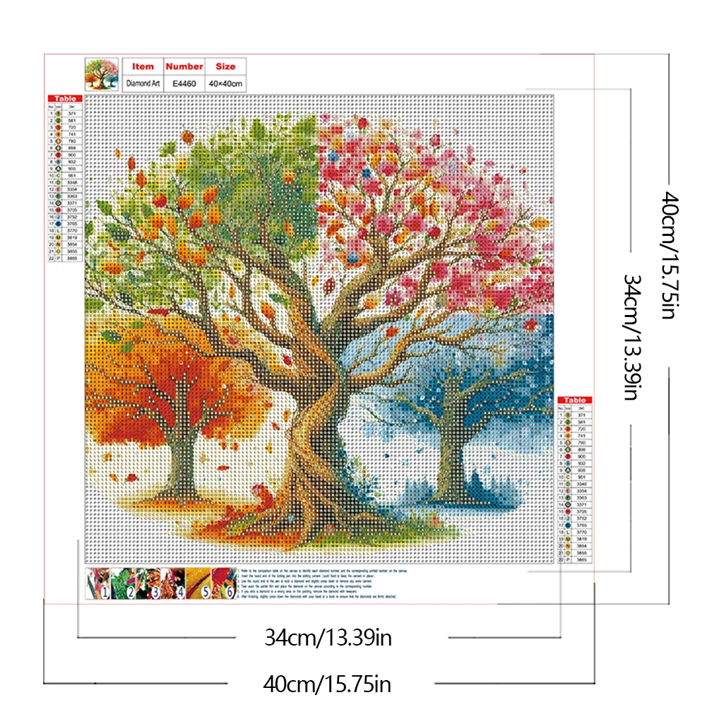Diamond Painting - Full Round Drill - Four Seasons Tree(Canvas|40*40cm)