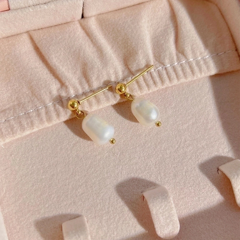 1 Pair Fashion Geometric Plating 304 Stainless Steel Freshwater Pearl 16K Gold Plated White Gold Plated Gold Plated Drop Earrings