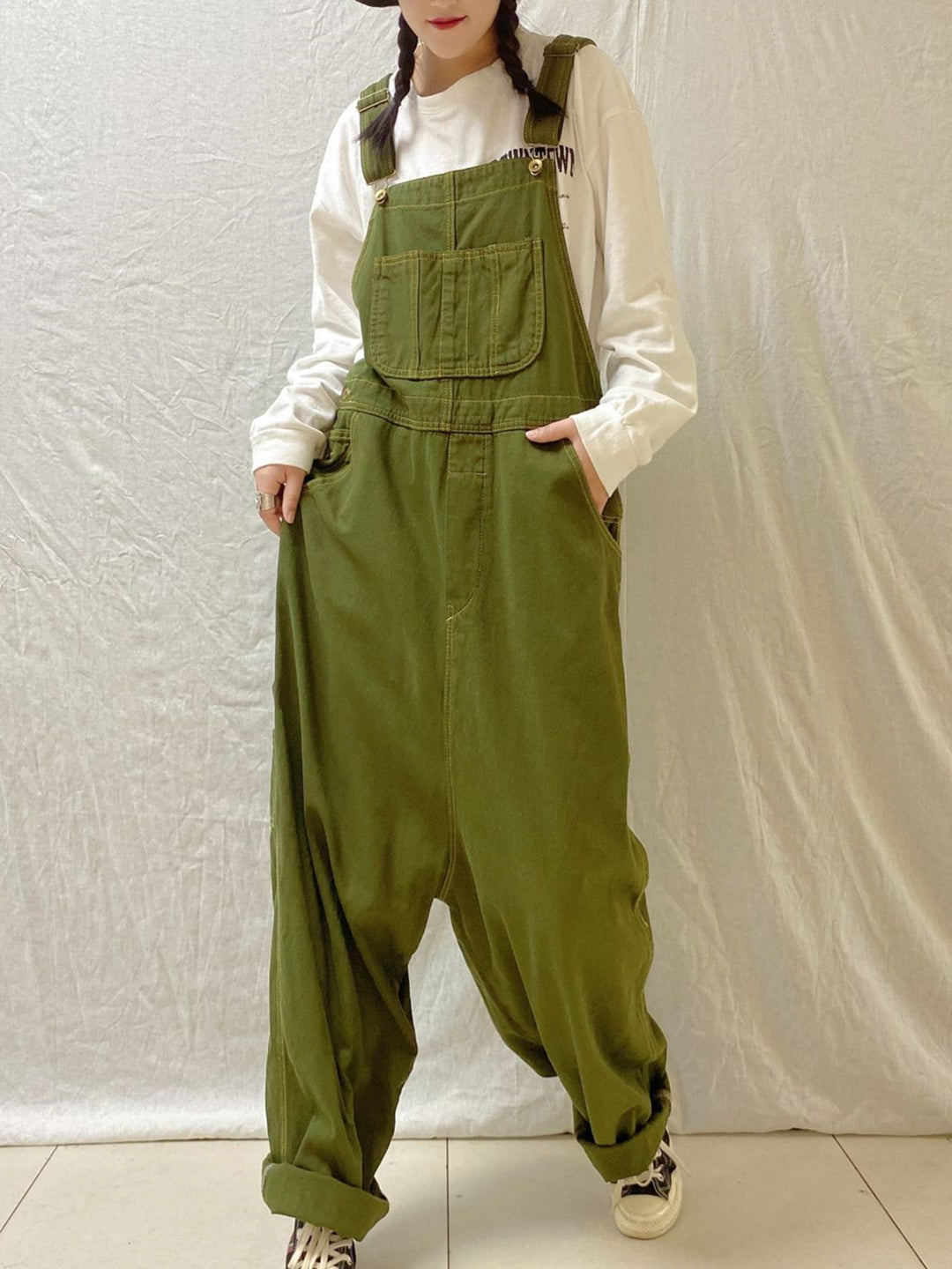 Women Half Sleeve V-neck Solid Color Dress