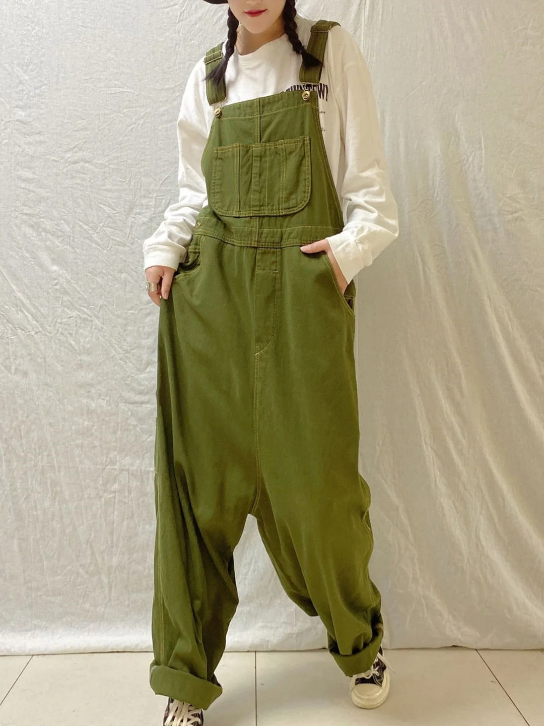 Women's Retro Loose Pockets Jumpsuit