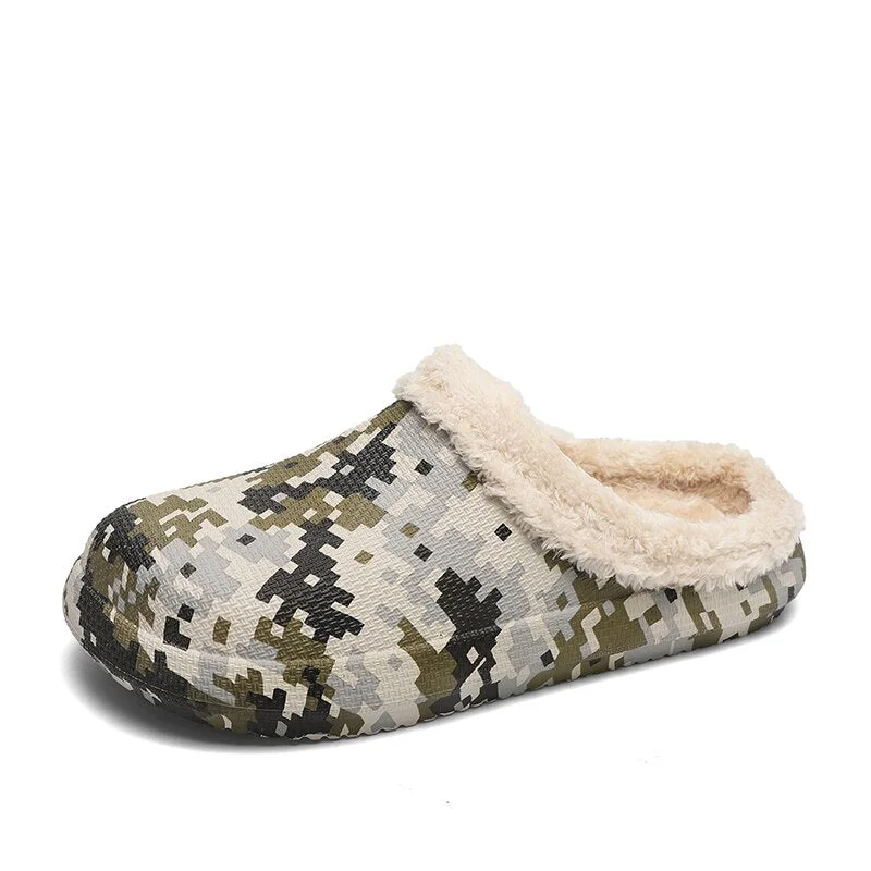 Men Slippers Winter Warm Furry Slippers Waterproof Indoor Home Cotton Shoes Fur Loafers Casual Plush Shoes Winter House Footwear