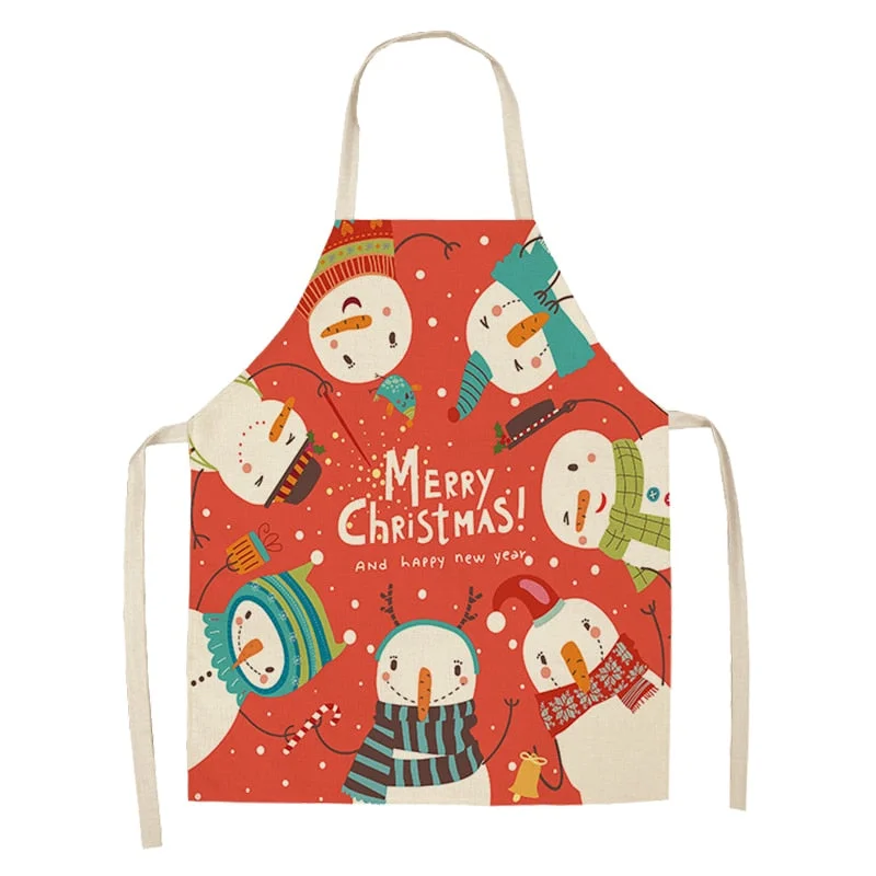 Linen Merry Christmas Apron Christmas Decorations for Home Kitchen Accessories Natal Navidad 2020 New Year Christmas Gifts