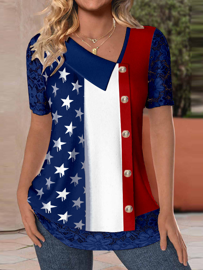 Women Half Sleeve V-neck Solid Color Dress